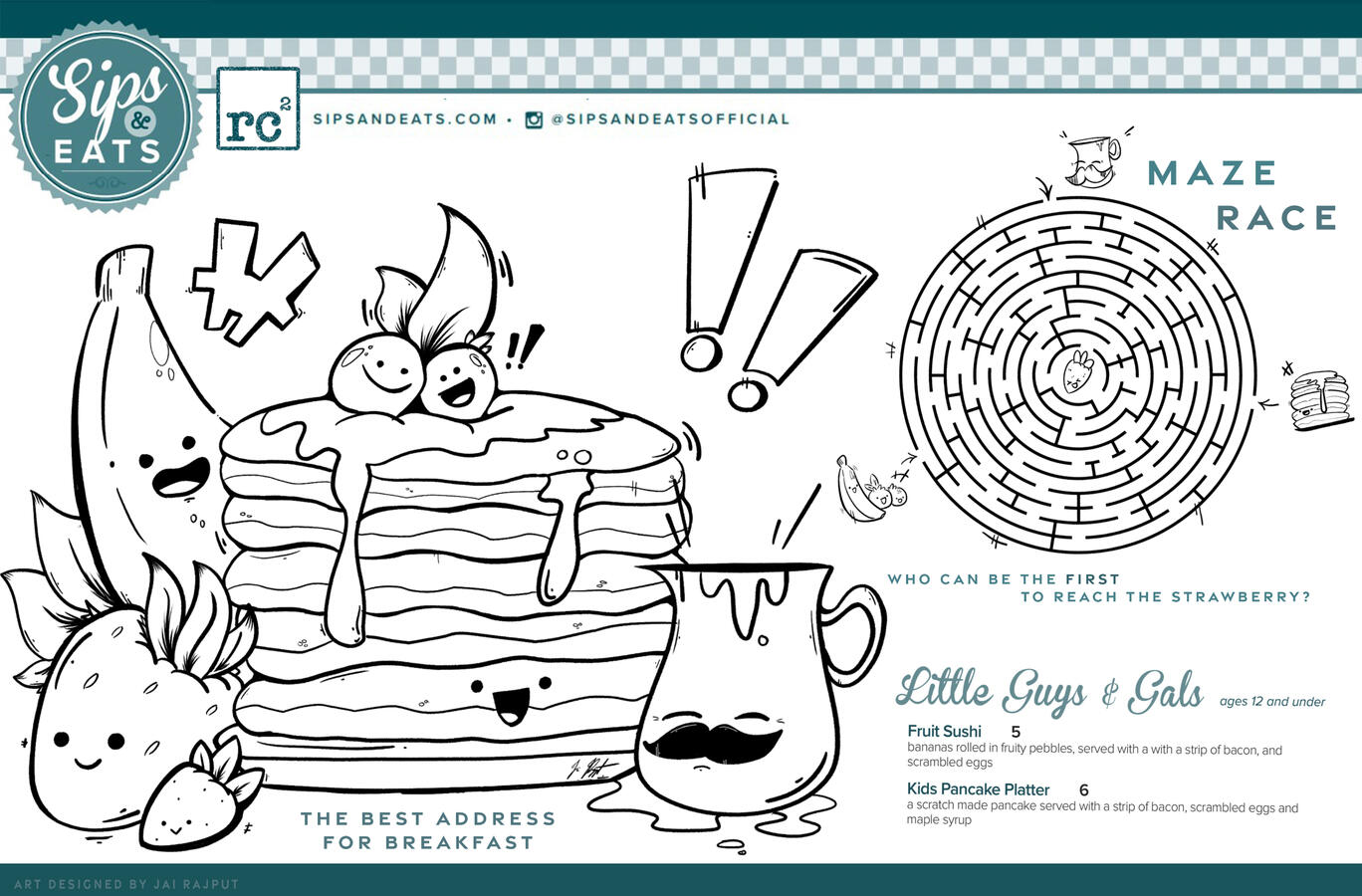 Sips and Eats Kids Menu design